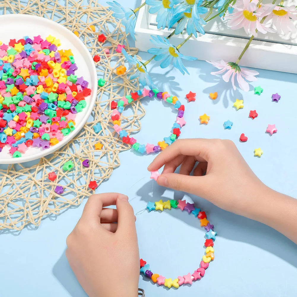 500pcs DIY Handmade Beaded Children's Toy Creative Loose Spacer Beads Crafts Making Bracelet Necklace Jewelry Kit Girl Toy Gift