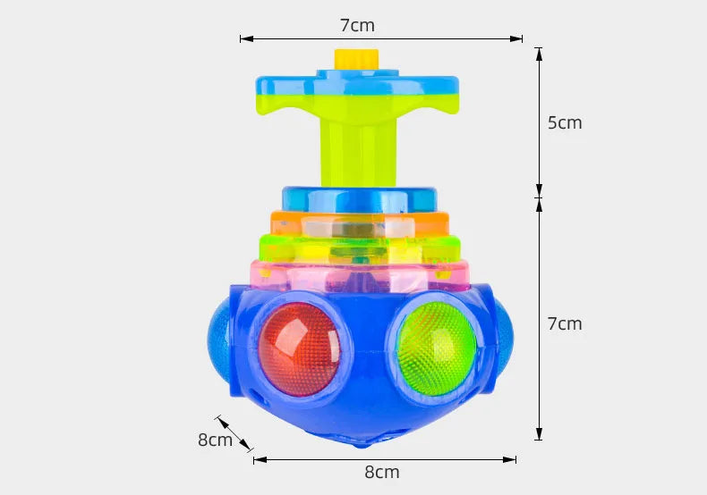 UFO Flashing Spinning Top Kids Gyro Light Up Toy Kids Piggy LED Music Gyroscope Launcher Rotating Toys Fun Birthday Party Favors