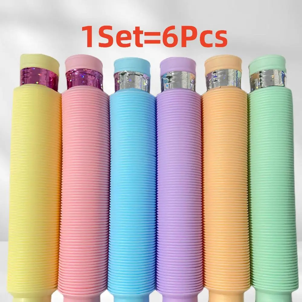 3 6 12 18PCS LED FlashTubeSensory Toy Adult Stress Relief ToyKids Autism Anti-Stress Plastic CorrugatedTube Squeeze Toy for Kids