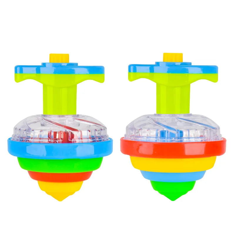 UFO Flashing Spinning Top Kids Gyro Light Up Toy Kids Piggy LED Music Gyroscope Launcher Rotating Toys Fun Birthday Party Favors