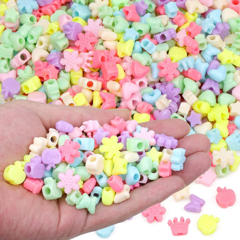 500pcs DIY Handmade Beaded Children's Toy Creative Loose Spacer Beads Crafts Making Bracelet Necklace Jewelry Kit Girl Toy Gift